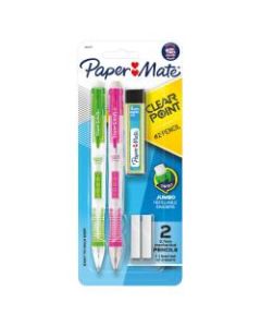 Paper Mate Clearpoint Mechanical Pencil, 0.7mm, #2 Lead, Assorted Barrel Colors, Pack Of 2