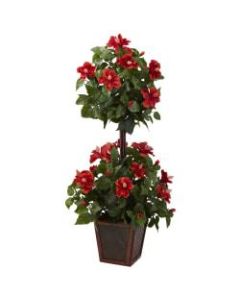 Nearly Natural 39inH Plastic Double Hibiscus Topiary With Pot