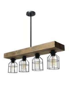 Lalia Home 4-Light Farmhouse Beam Pendant, 7-1/2inW, Rustic Wood/Black