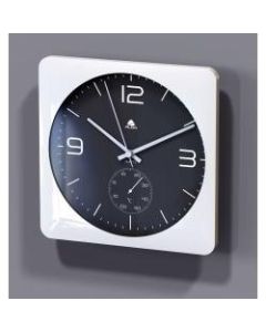 Alba Duo Silent Square Clock With Temperature Indicator, 12inH x 12inW x 9 3/4inD, White