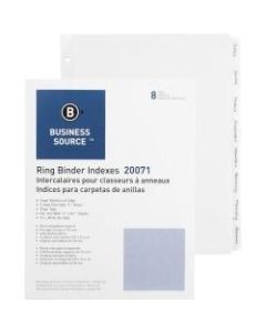 Business Source 3-Ring Plain Tab Indexes - 8 Write-on Tab(s)1.25in Tab Width - 8.5in Divider Width x 11in Divider Length - Letter - 3 Hole Punched - White Divider - 100 / Box