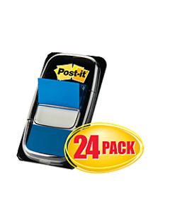 Post-it Flags, 1in x 1 -11/16in, Blue, 50 Flags Per Pad, Pack Of 24 Pads