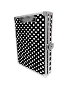 Vaultz Patterned Locking Storage Clipboard, 2-5/16in x 10in, Black/White Polka Dots