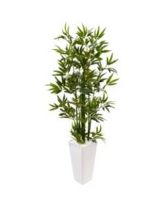 Nearly Natural 4-1/2ft Polyester Artificial Bamboo Tree in Tower Planter