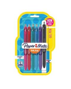 Paper Mate InkJoy Retractable Gel Pens, Medium Point, 0.7 mm, Assorted Barrel Colors, Assorted Ink Colors, Pack Of 6