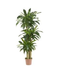 Nearly Natural 57inH Real-Touch Silk Corn Stalk Dracaena Plant With Pot, Green