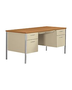 HON 34000 Series Steel Double-Pedestal Desk, Harvest/Putty