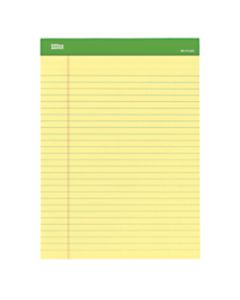 Office Depot Brand Writing Pad, 8 1/2in x 11 3/4in, 100% Recycled, Canary, 50 Sheets Per Pad, 6 Pads Per Pack