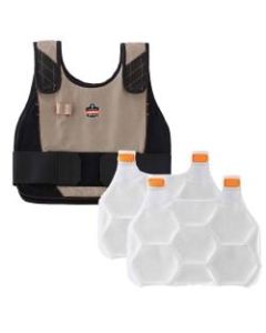 Ergodyne Chill-Its Phase Change Cooling Vest, Premium FR, Large/X-Large, Khaki, 6215