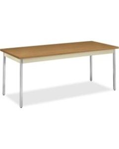 HON Rectangular Metal Utility Table - Harvest Rectangle, Laminated Top - Four Leg Base - 4 Legs - 72in Table Top Length x 29in Table Top Width x 1.13in Table Top Thickness - 30in Height - Chrome, Putty, Thermofused Melamine (TFM)