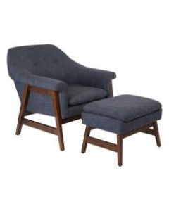 Ave Six Flynton Chair And Ottoman, Navy/Medium Espresso