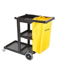Alpine 3-Shelf Janitorial Platform Cleaning Cart, 47-5/8inH x 18-15/16inW x 39-1/4inD, Yellow/Black