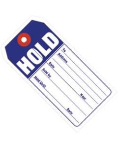 Office Depot Brand Retail Tags, "HOLD", 4 3/4in x 2 3/8in, 100% Recycled, Blue/White, Case Of 500
