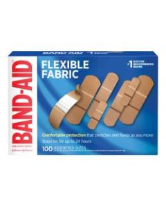 Band-Aid Brand Flexible Fabric Adhesive Bandages, Assorted, Box of 100 Bandages
