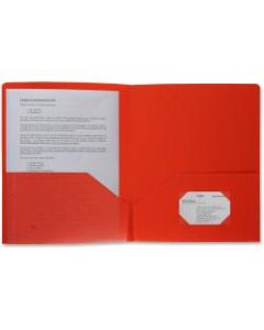 Business Source 2-pocket Poly Portfolio - Letter - 8 1/2in x 11in Sheet Size - 30 Sheet Capacity - 2 Pocket(s) - Poly - Red - 1 Each