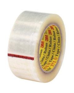 3M 371 Carton Sealing Tape, 3in Core, 2in x 55 Yd., Clear, Case Of 6