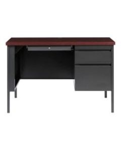 Lorell Fortress Steel Right-Pedestal Teachers Desk, Charcoal/Mahogany