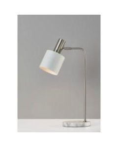 Adesso Emmett Desk Lamp, 23-1/4inH, White Shade/Brushed Steel Base