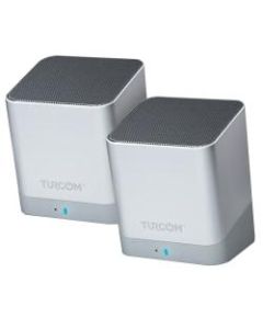 Turcom Wireless Bluetooth 2-Channel Mini PC Speaker Set, Silver, TS-459