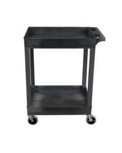 Luxor 2-Shelf Plastic Utility Cart, 34-1/4inH x 24inW x 18inD, Black