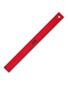 JAM Paper Non-Skid Stainless-Steel Ruler, 12in, Red