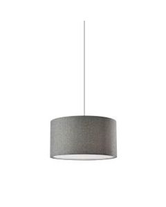 Adesso Harvest Large Drum Pendant Lamp, 20inW, Gray Shade/White Base