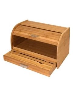 Honey-can-do KCH-01081 Bamboo Rolltop Bread Box - External Dimensions: 16.2in Length x 10.8in Width x 9.5in Height - Bamboo - Natural - For Bread, Office