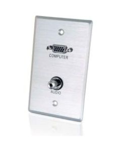 C2G VGA and 3.5mm Audio Pass Through Single Gang Wall Plate - Brushed Aluminum - 1-gang - HD-15 VGA, Mini-phone Stereo Audio Line Out"