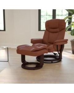 Flash Furniture Contemporary Recliner With Curved Ottoman, Vintage Brown/Mahogany