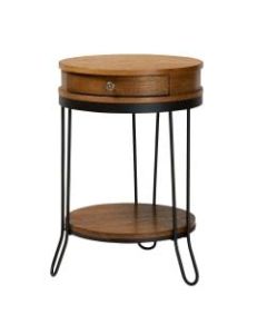 Baxton Studio Vintage Rustic Industrial 1-Drawer End Table, 25-7/16inH x 16-15/16inW x 15-15/16inD, Walnut/Black