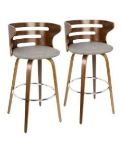 LumiSource Cosini Bar Stools, Gray Seat/Walnut Frame, Set of 2 Stools