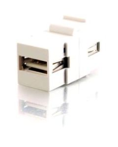 C2G Snap-In USB A/A Female Keystone Insert Module - White - 1 x Type A Female USB - 1 x Type A Female USB - White