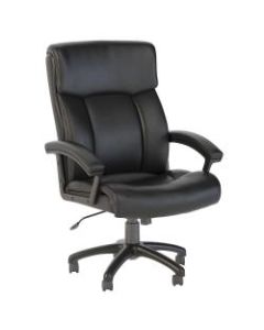 Bush Business Furniture Stanton Plus Ergonomic Bonded Leather High-Back Office Chair, Black, Standard Delivery