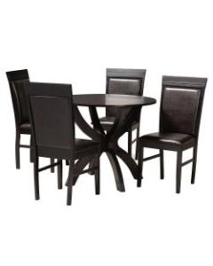 Baxton Studio Ancel Dining Set, 29-15/16inH x 35-7/16inW x 35-7/16inD, Dark Brown