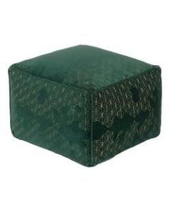 Anji Mountain Village Pouf Ottoman, Green/Gold