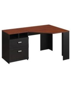 Bush Furniture Wheaton Reversible Corner Desk, Antique Black/Hansen Cherry, Standard Delivery