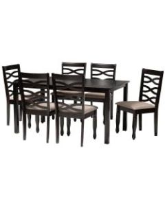 Baxton Studio Lanier Dining Set, 29-3/16inH x 59-1/16inW x 35-7/16inD, Sand/Dark Brown