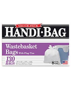 Draw N Tie 0.6-mil Handi Bag Waste Liners, 8 Gallons, 21-1/2in x 24in, White, Box Of 130