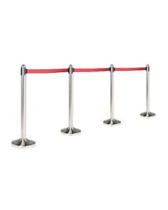 American Metalcraft Freestanding Stanchion, 48in x 84in, Brushed/Red