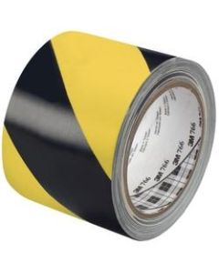 3M 766 Striped Vinyl Tape, 3in Core, 3in x 36 Yd., Black/Yellow, Case Of 12