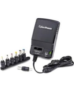 CyberPower CPUAC1U1300 Universal Power Adapter with multiple tips - 1300 mA, 3 VDC, 4.5 VDC, 5 VDC, 6 VDC, 7.5 VDC, 9 VDC, 12 VDC, 7 Adapter Tips, 1 USB Port(s) - 2.1 Amps , NEMA 1-15P, 100 VAC - 120 VAC, 5 ft, Black, 1YR Warranty