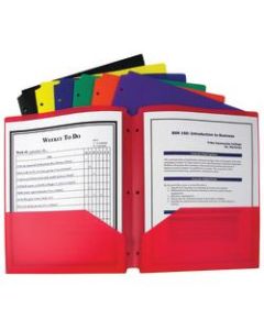 C-Line 2-Pocket 3-Hole Punched Portfolio Folders, 8-1/2in x 11in, Letter Size, Assorted Colors, Pack Of 36 Folders
