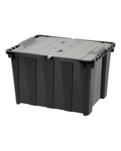 IRIS Storage Container With Wing Lid, 48 Quarts, 13 5/8in x 16in x 20 5/16in, Black