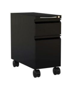 Safco Mini 22inD Vertical 2-Drawer Mobile Pedestal File Cabinet, Metal, Black