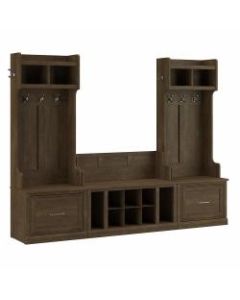 kathy ireland Home by Bush Furniture Woodland Entryway Storage Set With Hall Trees And Shoe Bench With Drawers, Ash Brown, Standard Delivery