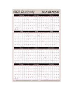 AT-A-GLANCE Reversible Erasable Quarterly Wall Calendar, 36in x 24in, Red/Black, January To December 2022, A123
