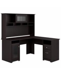 Bush Furniture Cabot L Shaped Desk With Hutch, Espresso Oak, Standard Delivery