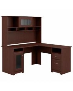 Bush Furniture Cabot L Shaped Desk With Hutch, Harvest Cherry, Standard Delivery