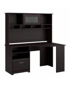 Bush Furniture Cabot Corner Desk With Hutch, Espresso Oak, Standard Delivery