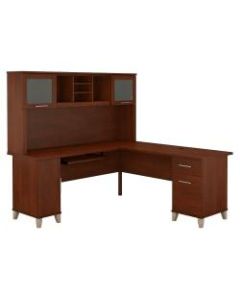 Bush Furniture Somerset L Shaped Desk With Hutch, 72inW, Hansen Cherry, Standard Delivery